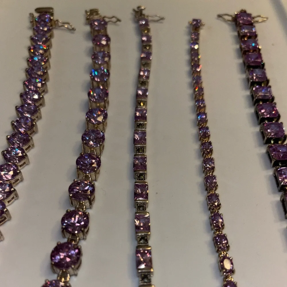 Sterling Silver .925 Lavender Amethyst CZ Tennis Bracelet – 7